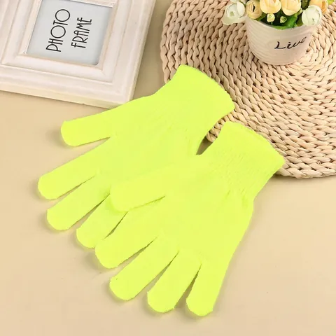 Winter Warm Knitted Magic Gloves Solid Color Stretchy Acrylic Full Finger Ribbed Cuff For Men And Women Outdoor