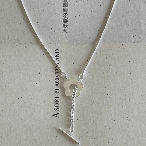 Collana Con Ciondolo A Fiore In Argento Sterling 925 Con Chiusura A T Catena A Serpente Gioielli Minimalisti Per Donna