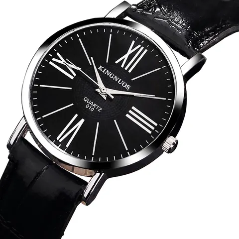 Montre à Quartz Business pour Hommes Bracelet en Cuir Cadran Chiffres Romains Étanche Lumineux Mode Décontractée Cadeau