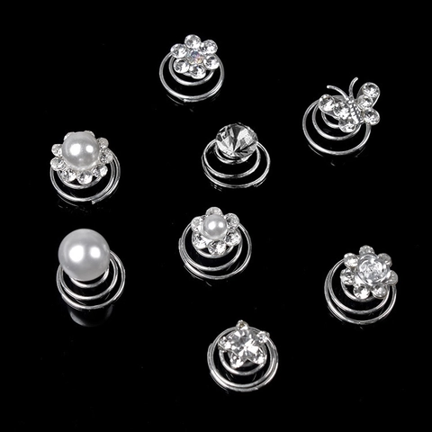 Horquillas En Espiral De Estrás Y Perlas Artificiales Flor Mariposa Joyería De Aleación Para Peinado De Novia