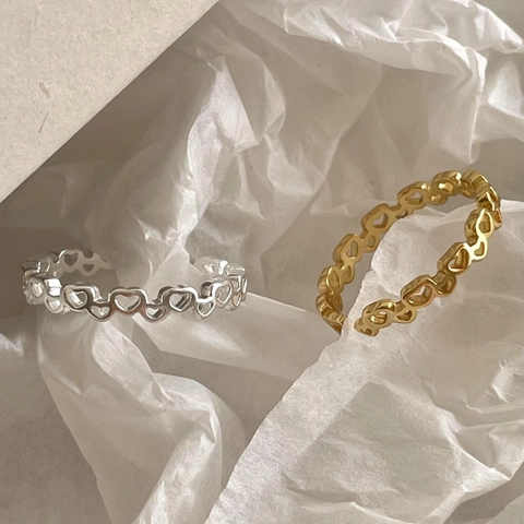 925 Sterling Silber Herz Ring Hohl Kontinuierliche Liebe Form Minimalistisch Band Schmuck Damen