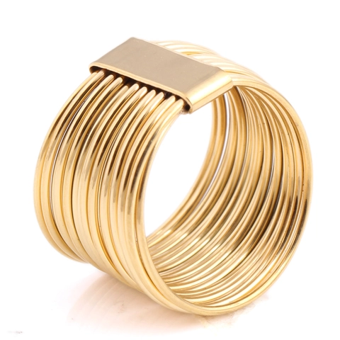 Multi Layer Wire Ring Gold Plated Stainless Steel Wide Band Geometric Minimalist Exaggerated Fashion Jewelry Unisex