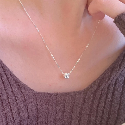 Collier En Argent Sterling 925 Minimaliste Avec Pendentif Cube Géométrique Brossé Chaîne Fine Style Ins Coréen