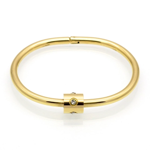 Titanstahl Strass Offener Armreif Für Herren Damen Poliertes Zylindrisches Schraubendesign Mode Schmuck Armreif