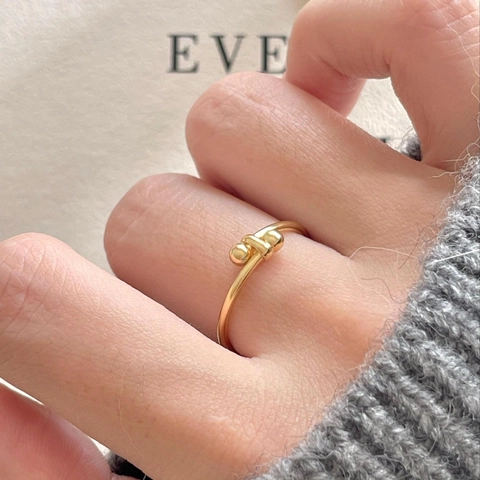 Bead Knot Open Adjustable Ring 925 Sterling Silver High Polished Minimalist Korean Style Jewelry For Women