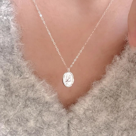 925 Sterling Silber Halskette Mit Schwalbenvogel Ovalem Münzanhänger Stern Relief Vintage Koreanischer Schmuck Damen