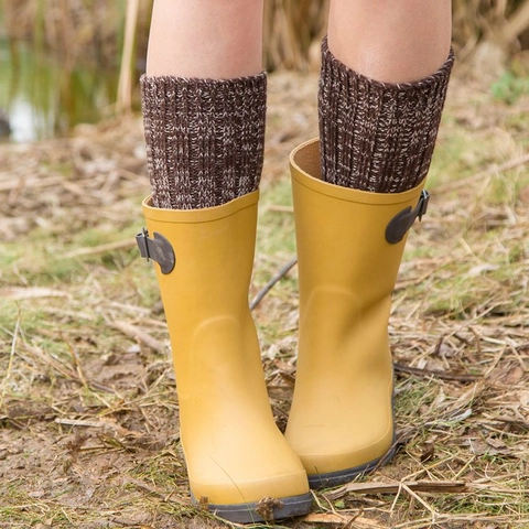 Knitted House Socks Thick Warm Acrylic Ribbed Mixed Color Winter Indoor Floor Hosiery Home Wear For Women