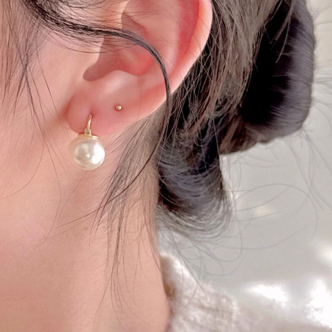 Große Künstliche Perlen Creolen Mit 925 Sterling Silber Ohrstecker Minimalistisch Koreanischer Stil Eleganter Schmuck Für Damen
