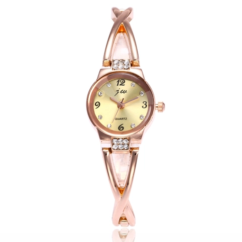 Women Quartz Watch Fashion Rhinestone Bangle Bracelet Elegant Alloy Analog Wristwatch For Girls Casual Style