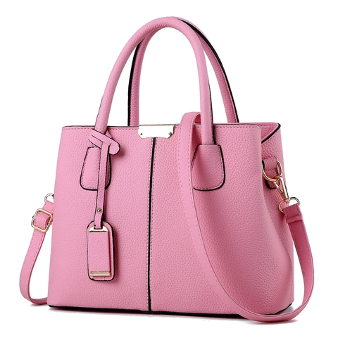 Women Handbag Litchi Grain PU Leather Top Handle Tote Crossbody Bag Fashion Minimalist Shoulder Bag Gold Hardware