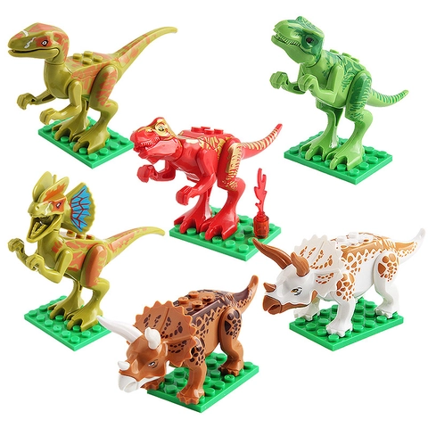Dinosaur Building Blocks DIY Assembly Educational Plastic Animal Models Novelty Kids Gift With Baseplates