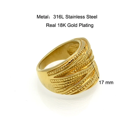 Vintage Braided Wide Band Ring 316L Stainless Steel Gold Plated Multi Layer Woven Rope Textured Statement Jewelry Women