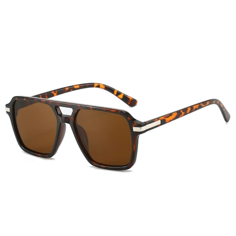 Gafas De Sol Cuadradas De Doble Puente Montura PC Lentes AC Protección UV400 Gafas Retro Para Hombres Y Mujeres