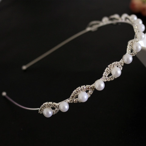 Elegante Cerchietto in Metallo Placcato Oro Argento per Ragazze Donna Lega Strass Perla Artificiale Fascia per Capelli Sposa Matrimonio Festa Accessori per Capelli