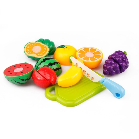 Kids Simulation Kitchen Toy Set Fruit Cutting Pretend Play Set With Plastic Knife And Cutting Board For Girls Boys Gift