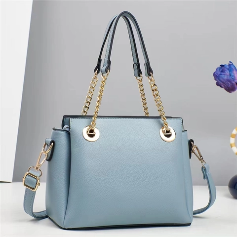 Fashion Women PU Leather Shoulder Bag Litchi Texture Handbag With Gold Chain Handle Versatile Crossbody Bag For Daily Use