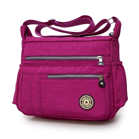 Dames Crossbodytas Van Nylon Multi-Pocket Grote Capaciteit Waterdicht Lichtgewicht Verstelbare Riem Reizen Schoudertas
