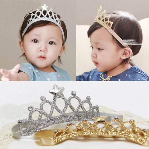 Baby Krone Stirnband Glitzer Stern Strass Elastisches Haarband Geburtstag Party Fotografie Requisite Kleinkind Mädchen