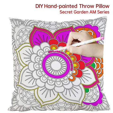 DIY Coloring Pillowcase Cushion Cover Faux Satin Line Art Mandala Flower Stress Relief Hand Painted Home Decor For Family