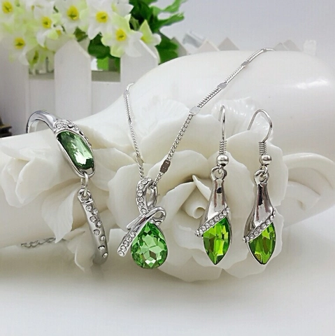 Elegante Collar Pendientes Y Pulsera De Cristal Gota De Agua Aleación Estrás Lágrimas De Ángel Joyería Para Mujeres Moda
