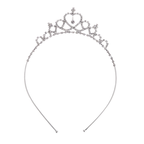 Serre-tête Couronne en Strass pour Enfants Tiara Argent Douce Princesse pour Fête d'Anniversaire Spectacle Accessoires Cheveux Filles
