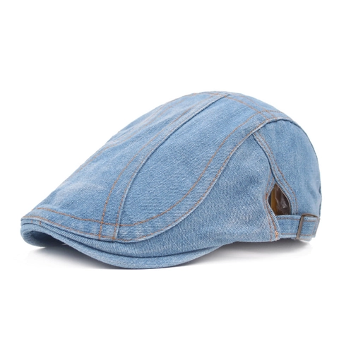 Washed Denim Ivy Cap Retro Vintage Twill Beret Hat With Adjustable Metal Buckle For Men Women Casual Outdoor Sunshade