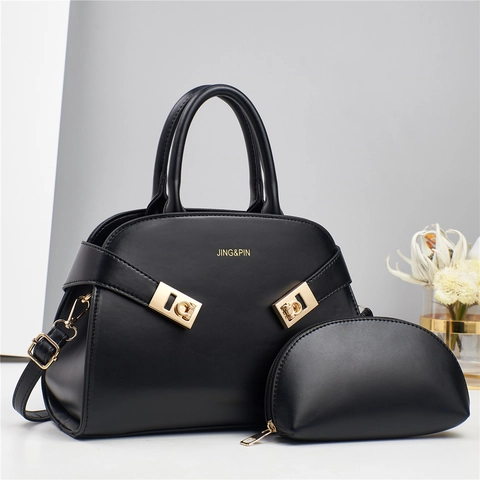 Borsa A Mano A Conchiglia E Pochette Da Donna In Pelle Sintetica Con Fibbie Dorate E Tracolla Regolabile