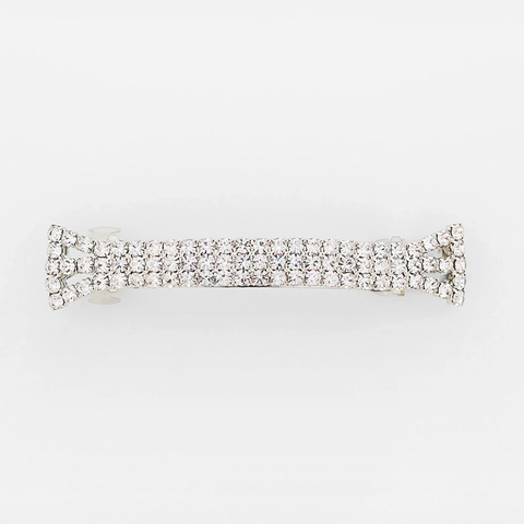 Eleganter Strass Legierung Haarclip Rechteckig Vierreihig Funkelnde Federspange Für Damen Mädchen Haarschmuck