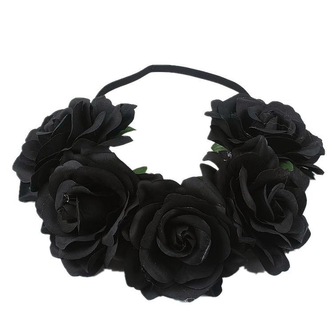 Rose Flower Headband Bohemia Simulation Floral Hair Band Elastic Party Festival Wedding For Women