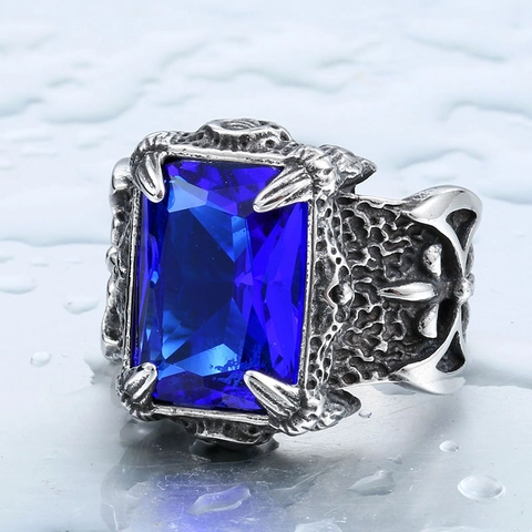 Anello Gotico In Acciaio Inossidabile Da Uomo Vintage Croce Incisa Gemma Rettangolare Gioielli Punk