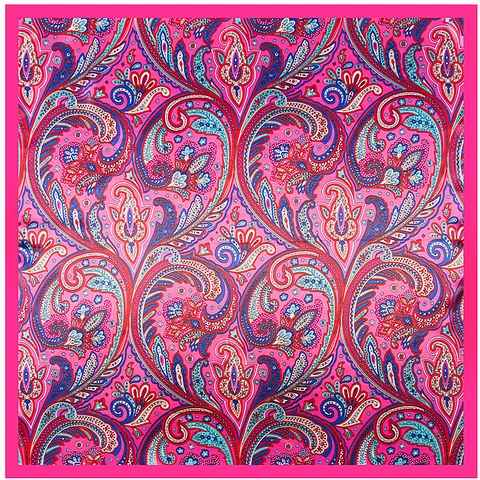 Paisley Floral Print Square Scarf Imitation Satin Polyester Ethnic Bohemian Elegant Head Scarf Neck Wrap For Women
