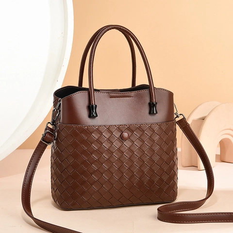 Gewebte Tragetasche PU Leder Handtasche Mit Griff Und Abnehmbarem Schultergurt Elegante Mode Für Damen