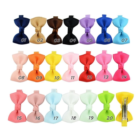 Handmade Grosgrain Ribbon Bow Hair Clips For Kids Girls Mini Alligator Clips Solid Color Hair Accessories Boutique Headwear