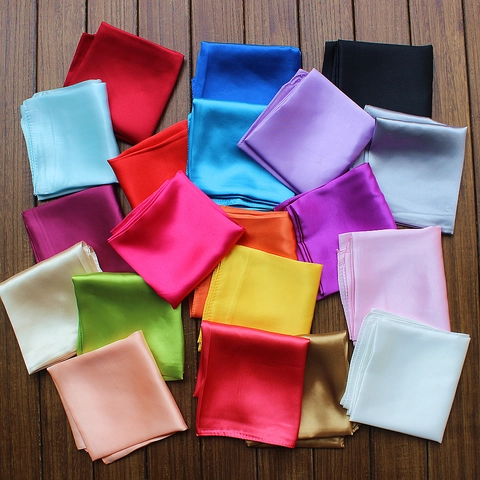 Elegant Solid Color Square Scarf Simulation Satin Satin Handkerchief Professional Business Women Small Neckerchief
