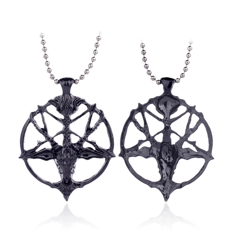 Collar de Pendiente Cabeza de Cabra Baphomet Gótico Vintage Aleación Pentagrama Joyería Oculta para Hombre Mujer Halloween