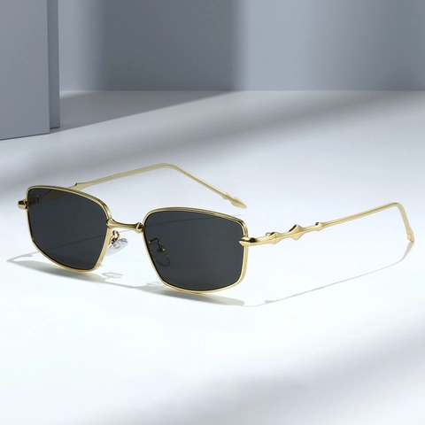 Rectangle Sunglasses Metal Frame AC Lens UV Protection Star Temples Trendy Vintage Small Frame Eyewear For Women
