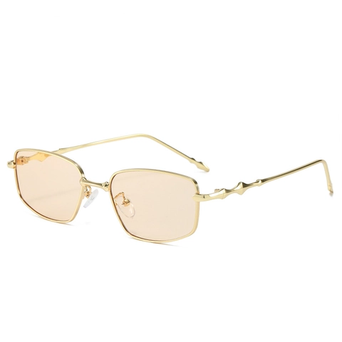 Rectangle Sunglasses Metal Frame AC Lens UV Protection Star Temples Trendy Vintage Small Frame Eyewear For Women