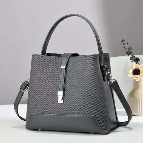 Sac Seau Femme Cuir PU Tissu Tissé Surpiqûre Sac À Main Poignée Supérieure Bandoulière Amovible Élégant