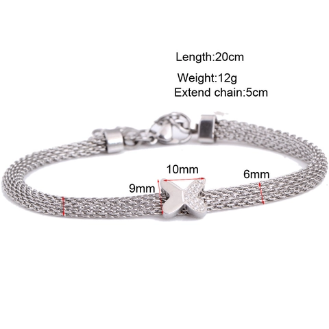 Bracciale A Catena In Maglia Di Acciaio Inossidabile Con Farfalla Di Strass Forma X Regolabile Gioielli Da Donna