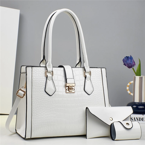 Borsa A Mano Tote Con Motivo Coccodrillo In Pelle PU Verniciata E Pochette A Busta E Piccola Borsa Rotonda Per Donna Elegante Versatile
