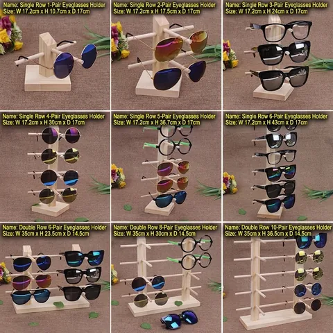 Wooden Sunglasses Display Stand Natural Pine Wood Multi Layer Glasses Holder Desktop Storage Rack Organizer Removable