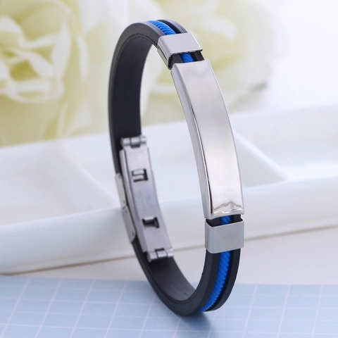 Roestvrijstalen Siliconen Armband Verstelbare Lengte Sportieve Street Style Polsband Voor Unisex Koppels