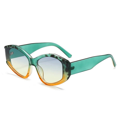 Polygon Sunglasses Women PC Frame UV400 Large Geometric Frame Tortoiseshell Gradient Lens Vintage Trendy Eyewear Travel