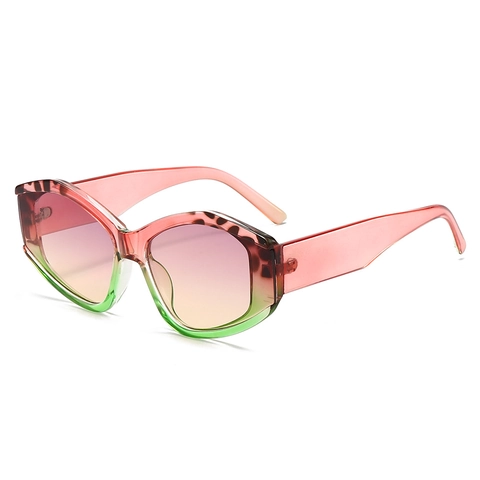 Polygon Sunglasses Women PC Frame UV400 Large Geometric Frame Tortoiseshell Gradient Lens Vintage Trendy Eyewear Travel