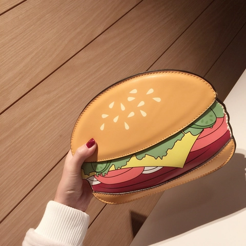 Food Shape Crossbody Bag PU Leather Creative Hamburger Fries Popcorn Ice Cream Chain Shoulder Bag Novelty Fashion