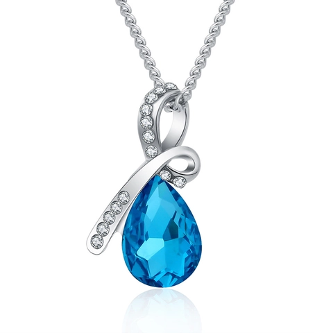 Elegante Legierung Wassertropfen Anhänger Halskette Für Damen Glaskristall Tränenform Kette Mit Strass Dekoration Schmuck Geschenk