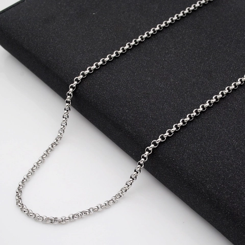 Polished Stainless Steel Rolo Link Chain Necklace For Men Women Unisex Basic O Chain Jewelry Making DIY Accessories