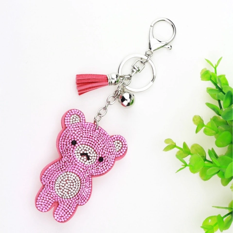 Grande Orsacchiotto Strass Portachiavi Velluto Coreano Microfibra Lega di Zinco Cristallo Orso Borsa Pendente Accessori per Donna