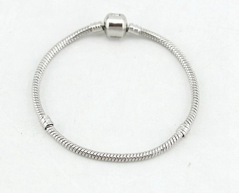 Snake Bone Chain Bracelet Silver Color Copper Alloy DIY Jewelry Base With Barrel Clasp Trendy Accessory Unisex