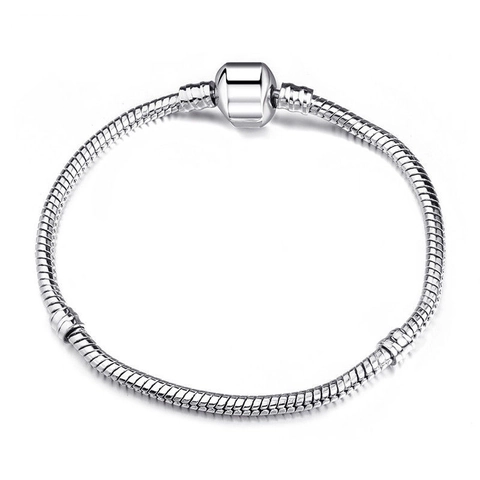 Snake Bone Chain Bracelet Silver Color Copper Alloy DIY Jewelry Base With Barrel Clasp Trendy Accessory Unisex